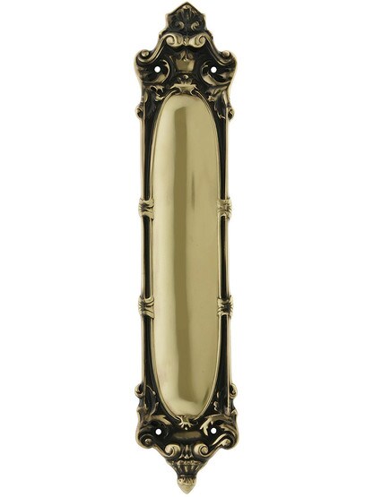 Marseilles Pattern Push Plate In Highlighted Antique.